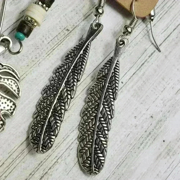 NWT Bohemian Vintage Earrings Silver Alloy Turquoise Bohemian Hippy Western - Picture 5 of 8